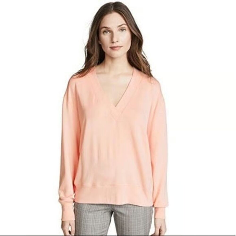 Rag & Bone Flora Lightweight V-Neck Sweatshirt Peach M